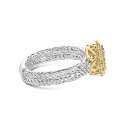 18K Yellow Gold Plated .925 Sterling Silver diamond 1/4ct Cross Ring - Azure jewelery18K Yellow Gold Plated .925 Sterling
