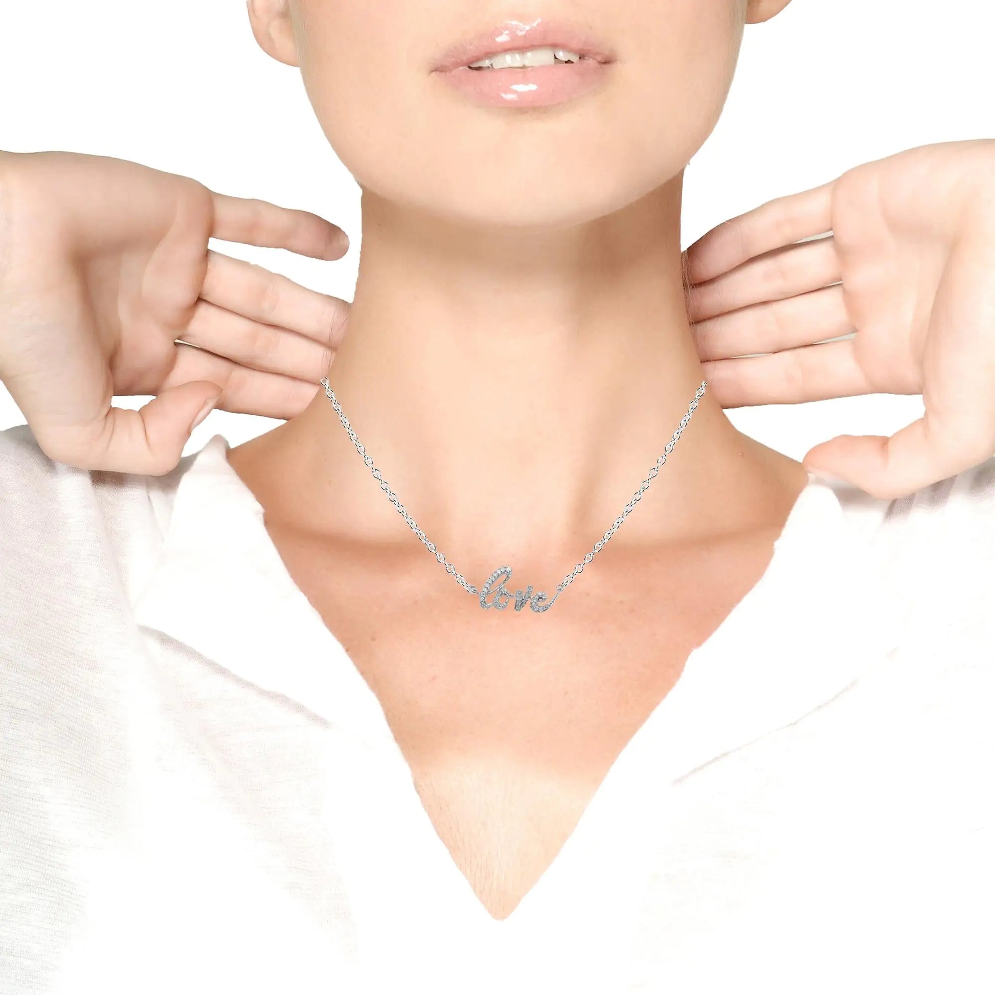 Love Pendant Necklace diamond 1/5ct sterling silver 925 - Azure jeweleryLove Pendant Necklace diamond 1/5ct sterling silver 925My StoreAzure jewelery80 - 8677WDMLove Pendant Necklace diamond 1/5ct sterling silver 925