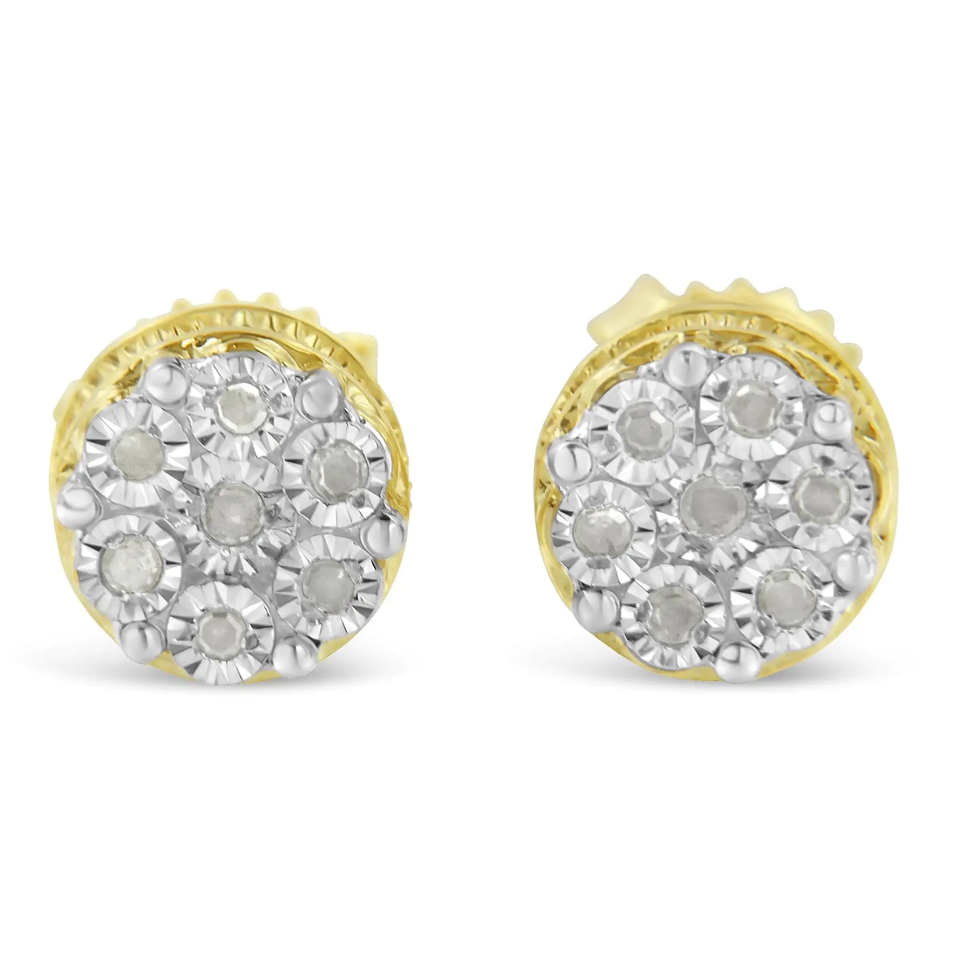 14K Yellow Gold Plated .925 Sterling Silver 1/7Ct Diamond Miracle Stud Earrings - Azure jewelery14K Yellow Gold Plated .925 Sterling Silver 1/7Ct Diamond Miracle Stud EarringsMy StoreAzure jewelery018098EYDM14K Yellow Gold Plated .925 Sterling Silver 1/7Ct Diamond Miracle Stud Earrings