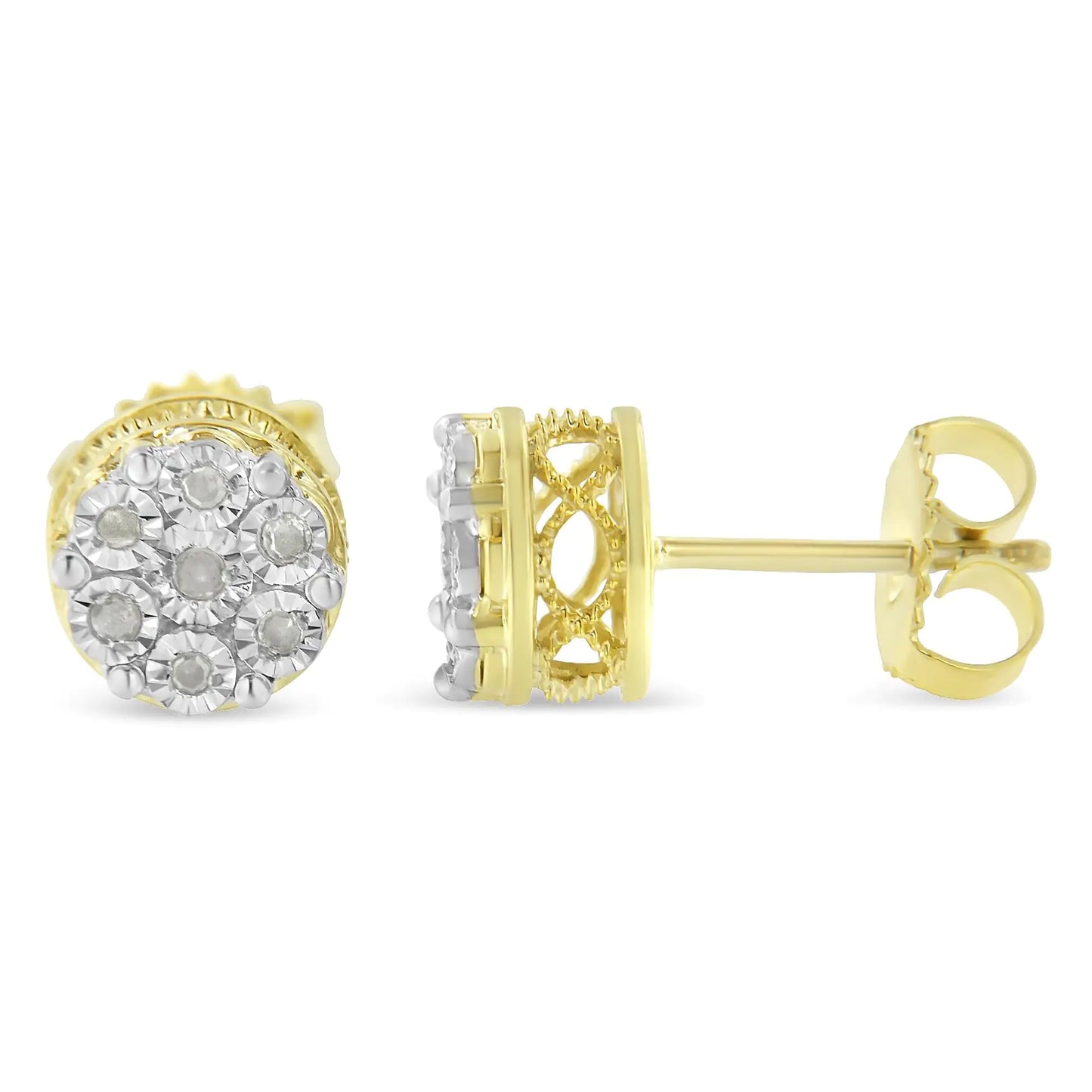 14K Yellow Gold Plated .925 Sterling Silver 1/7Ct Diamond Miracle Stud Earrings - Azure jewelery14K Yellow Gold Plated .925 Sterling Silver 1/7Ct Diamond Miracle Stud EarringsMy StoreAzure jewelery018098EYDM14K Yellow Gold Plated .925 Sterling Silver 1/7Ct Diamond Miracle Stud Earrings