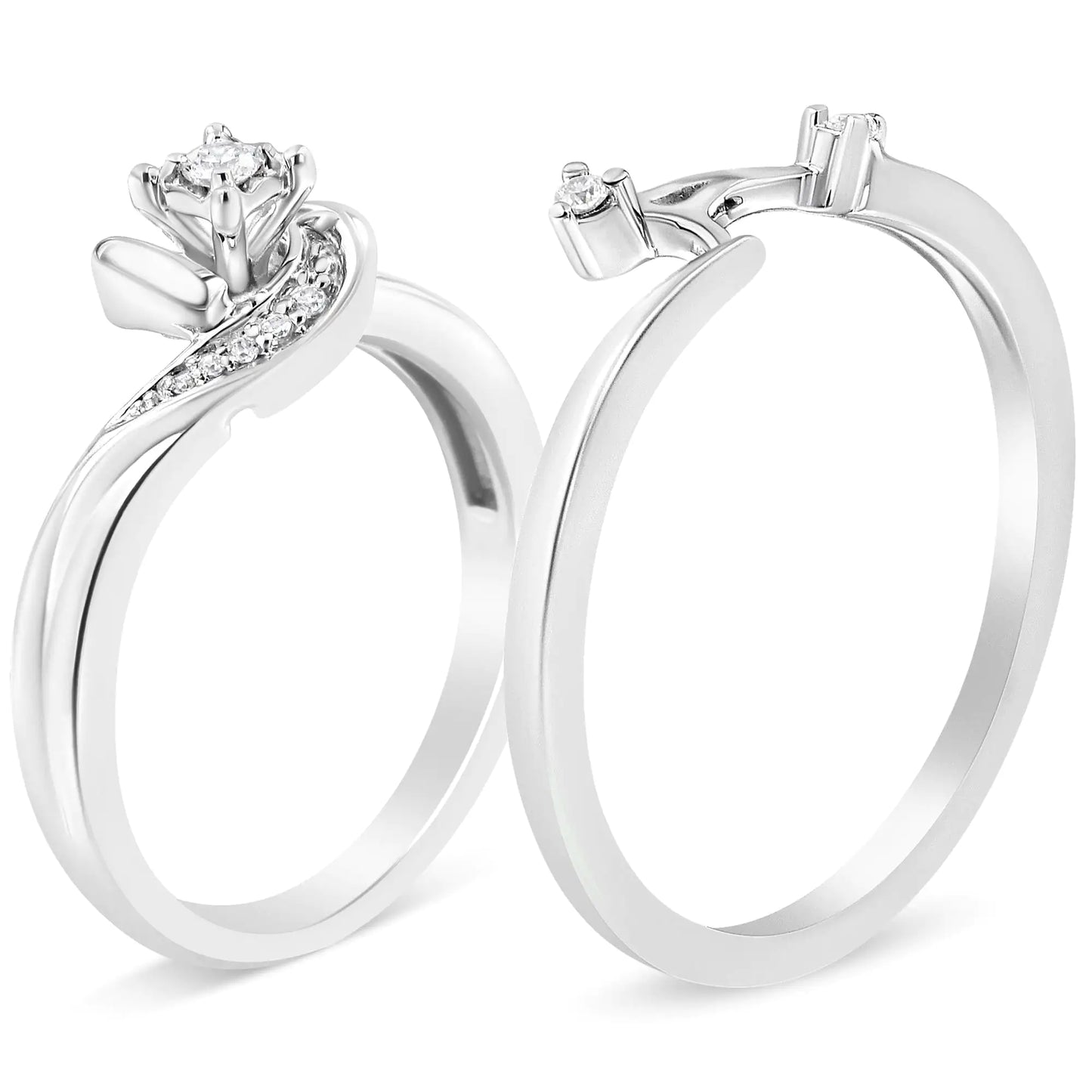 Bridal Ring Set sterling silver 925 diamond 1/10ct - Azure jeweleryBridal Ring Set sterling silver 925 diamond 1/10ctMy StoreAzure jewelery021494R100Yellow10Bridal Ring Set