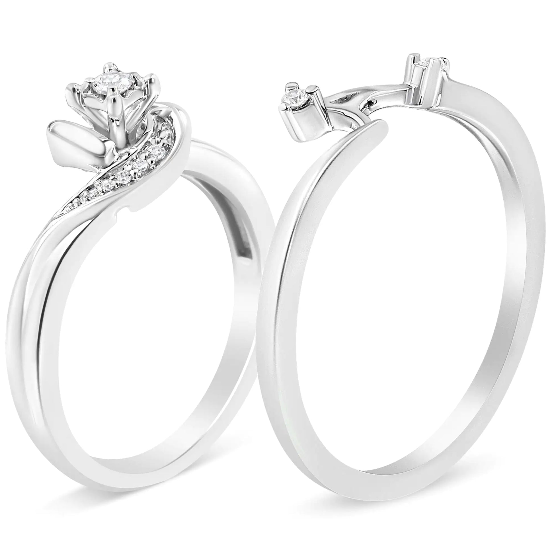 Bridal Ring Set sterling silver 925 diamond 1/10ct - Azure jeweleryBridal Ring Set sterling silver 925 diamond 1/10ctMy StoreAzure jewelery021494R100Yellow10Bridal Ring Set