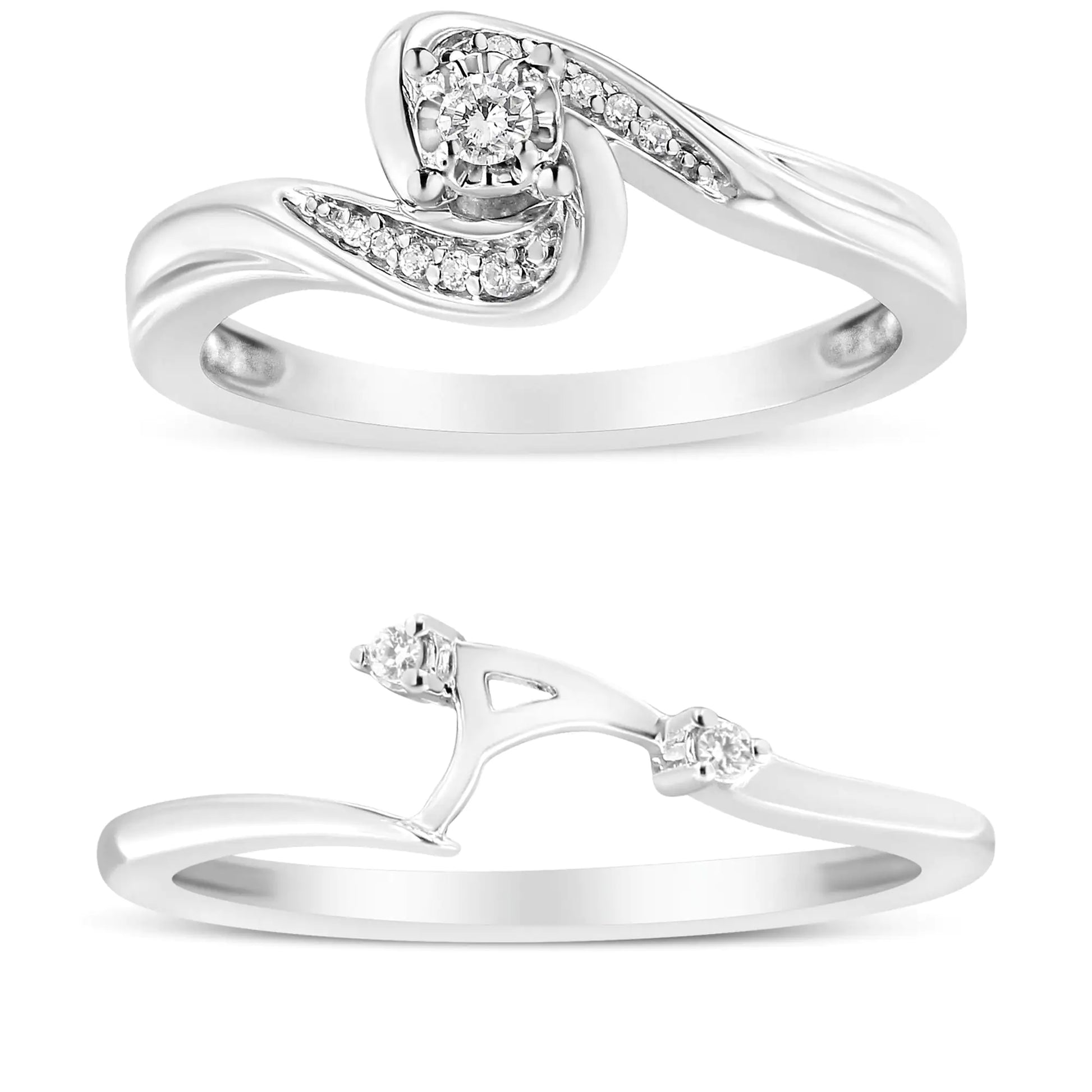 Bridal Ring Set sterling silver 925 diamond 1/10ct - Azure jeweleryBridal Ring Set sterling silver 925 diamond 1/10ctMy StoreAzure jewelery021494R100Yellow10Bridal Ring Set