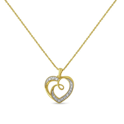 14K Yellow Gold Plated .925 Sterling Silver Diamond 1/4ct Ribbon & Heart Pendant - Azure jewelery14K Yellow Gold Plated .925 Sterling Silver Diamond 1/4ct Ribbon & Heart PendantMy StoreAzure jewelery80 - 7233ZAL14K Yellow Gold Plated .925 Sterling Silver Diamond 1/4ct Ribbon & Heart Pendant
