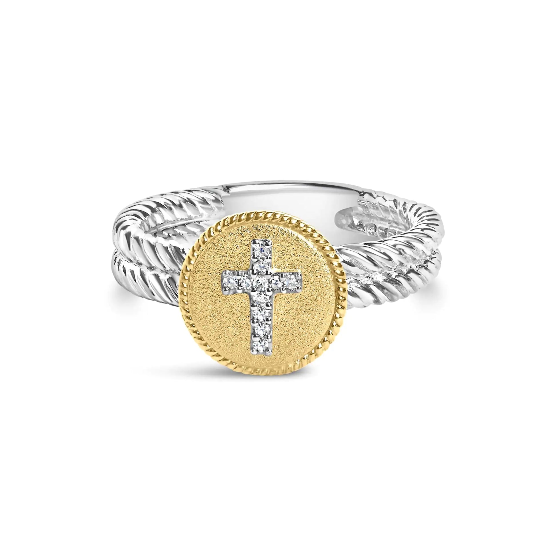 18K Yellow Gold Plated .925 Sterling Silver diamond 1/4ct Cross Ring - Azure jewelery18K Yellow Gold Plated .925 Sterling