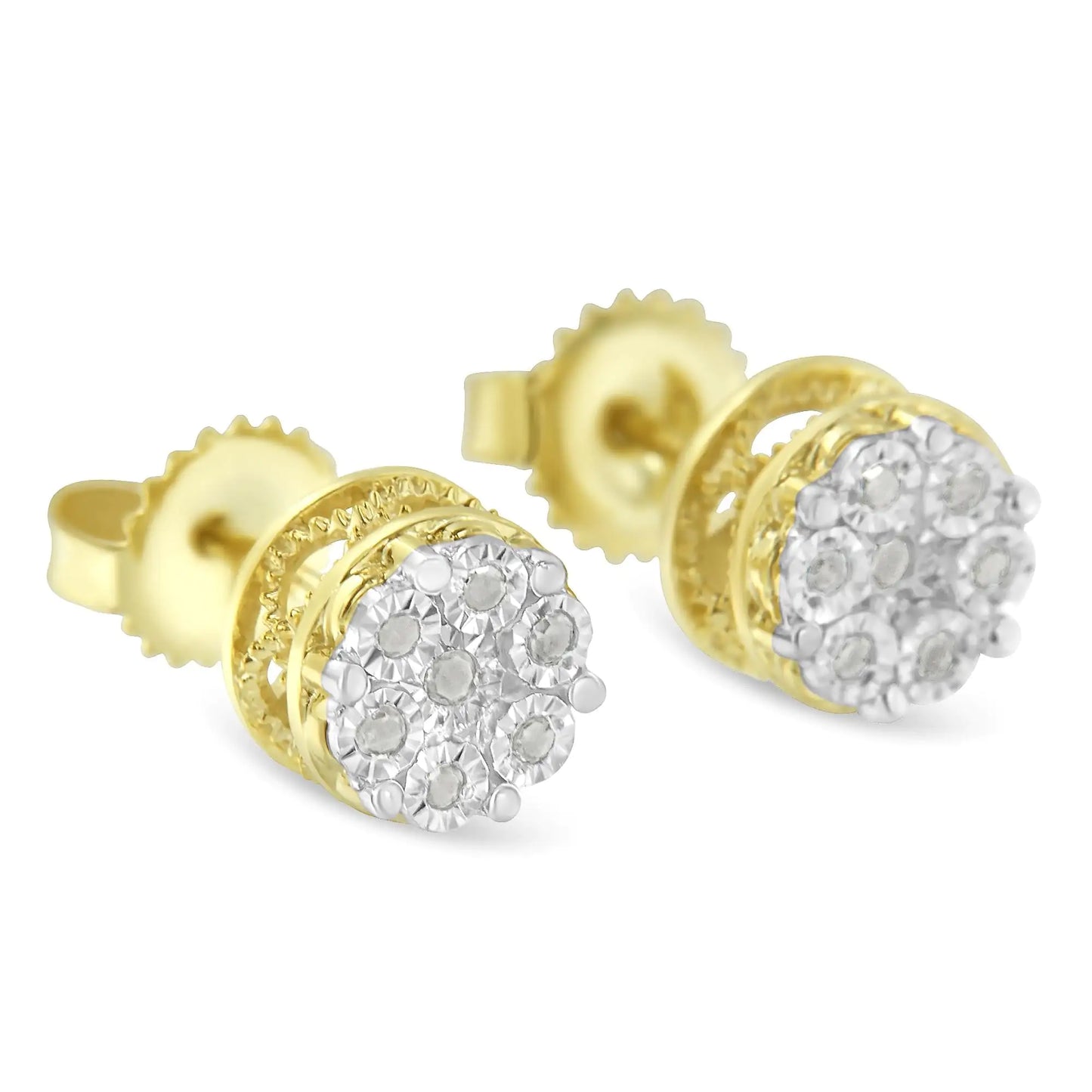 14K Yellow Gold Plated .925 Sterling Silver 1/7Ct Diamond Miracle Stud Earrings - Azure jewelery14K Yellow Gold Plated .925 Sterling Silver 1/7Ct Diamond Miracle Stud EarringsMy StoreAzure jewelery018098EYDM14K Yellow Gold Plated .925 Sterling Silver 1/7Ct Diamond Miracle Stud Earrings