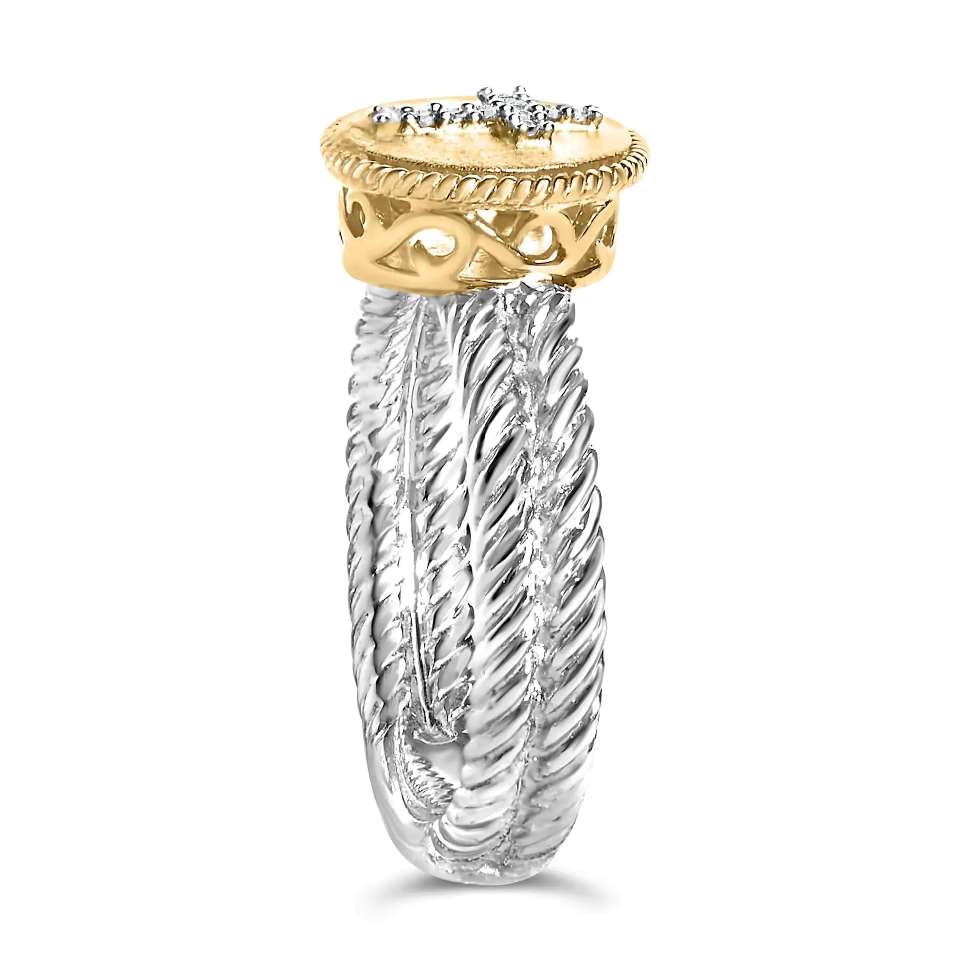 18K Yellow Gold Plated .925 Sterling Silver diamond 1/4ct Cross Ring - Azure jewelery18K Yellow Gold Plated .925 Sterling