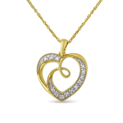 14K Yellow Gold Plated .925 Sterling Silver Diamond 1/4ct Ribbon & Heart Pendant - Azure jewelery14K Yellow Gold Plated .925 Sterling Silver Diamond 1/4ct Ribbon & Heart PendantMy StoreAzure jewelery80 - 7233ZAL14K Yellow Gold Plated .925 Sterling Silver Diamond 1/4ct Ribbon & Heart Pendant