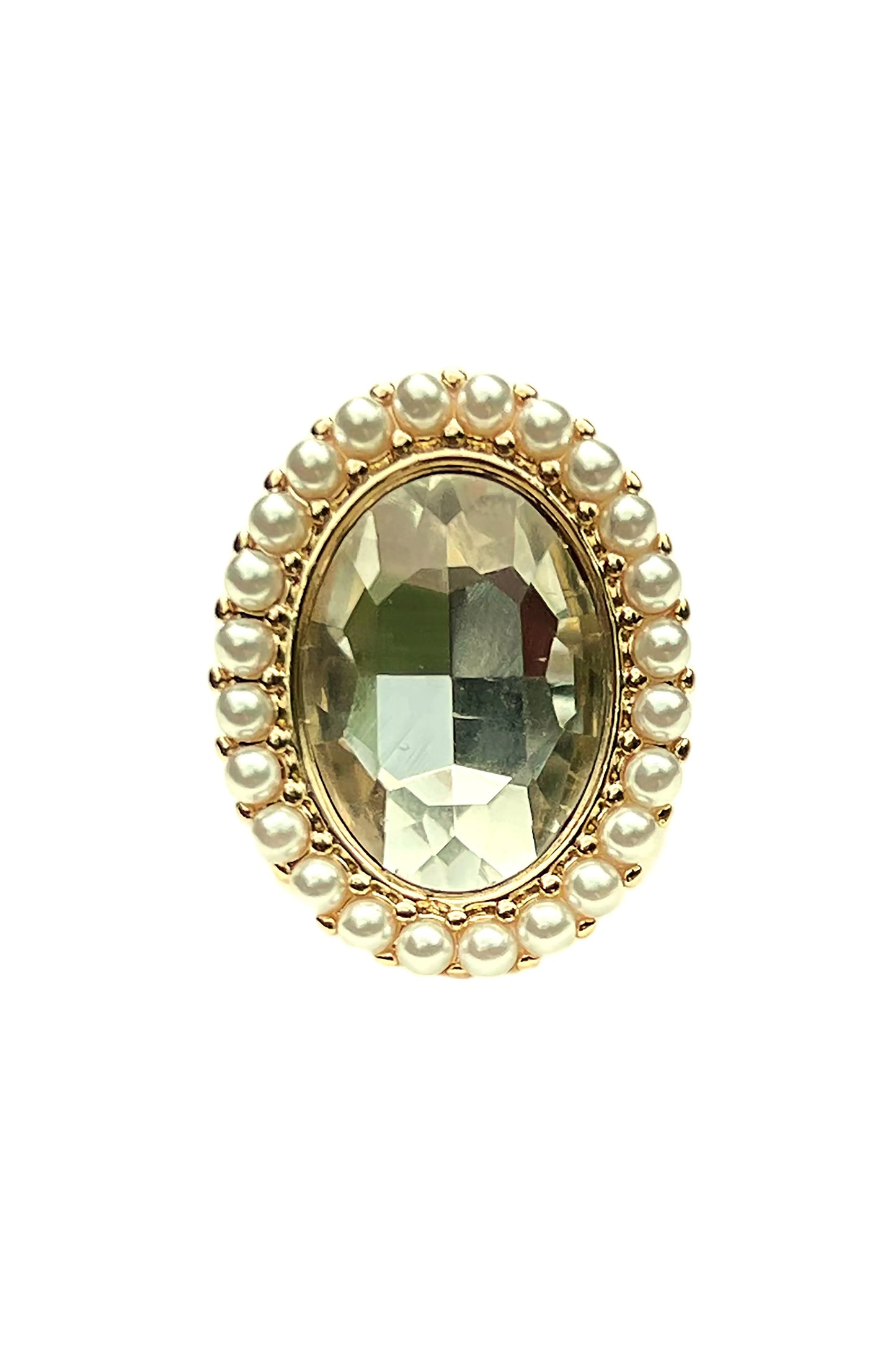 Vintage Inspired Crystal Glass Rhinestone Statement Cocktail Ring -
