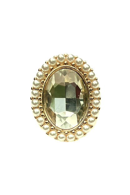 Vintage Inspired Crystal Glass Rhinestone Statement Cocktail Ring -